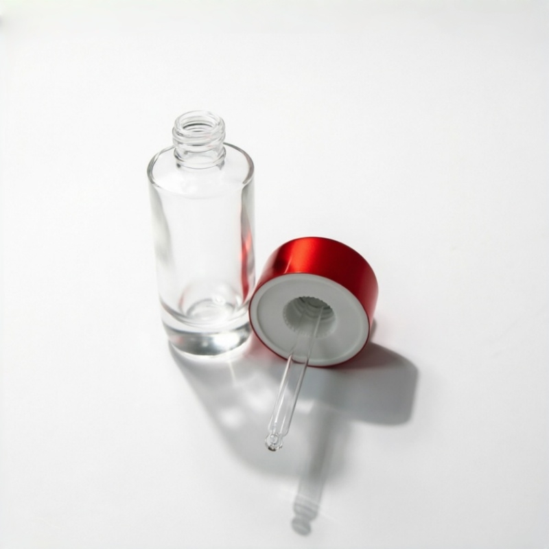 Clear Glass Dropper Bottle with Red Cap
