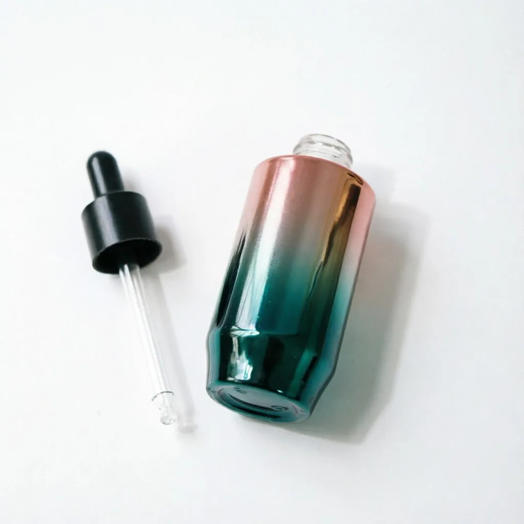 Iridescent Gradient Glass Dropper Bottle