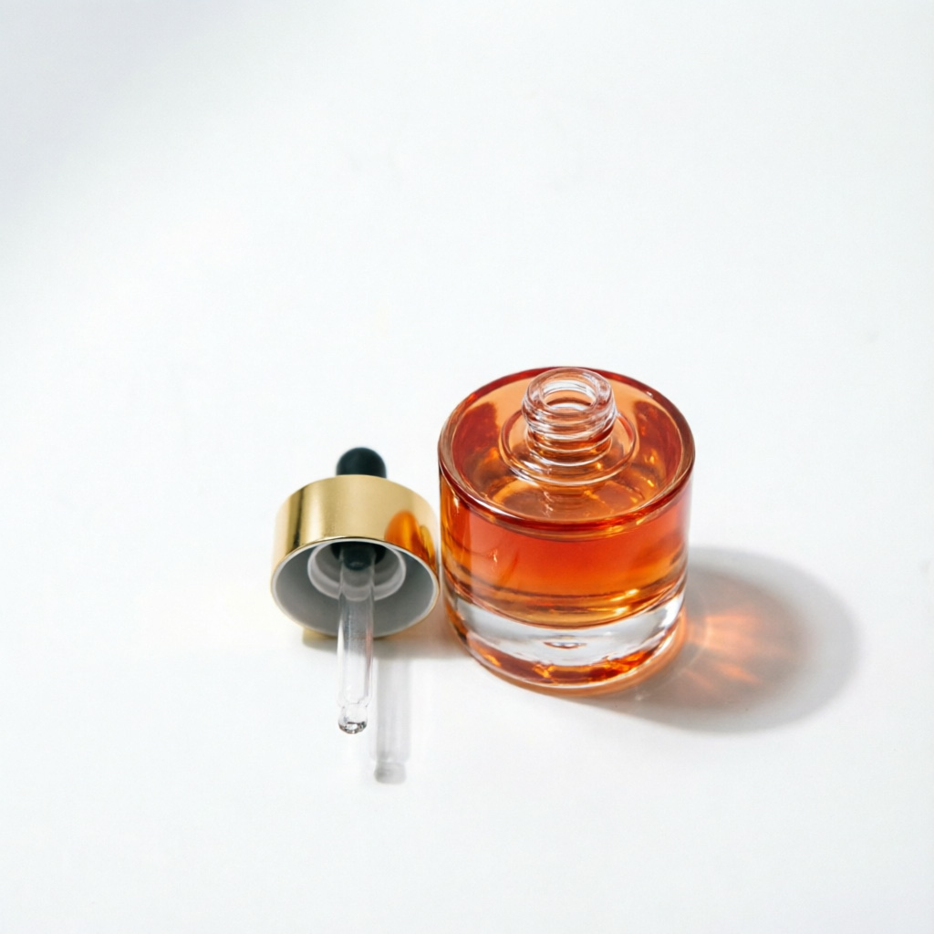 Amber стеклянный флакон-капельница with Gold Cap