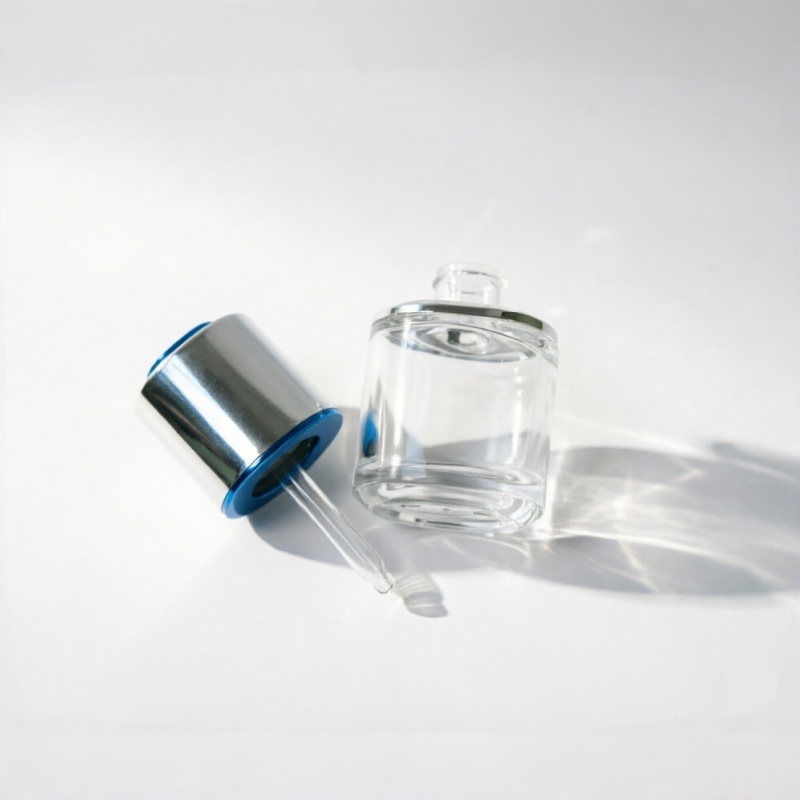 30ml klar Glas-Tropfflasche mit Blue Silver Cap