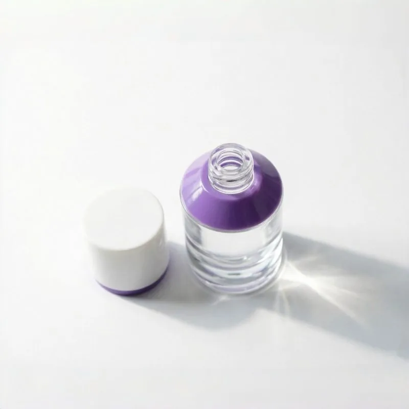 Purple Bottleneck 투명 Glass Cosmetic Bottle 포함 Artistic Cap 15ml 30ml
