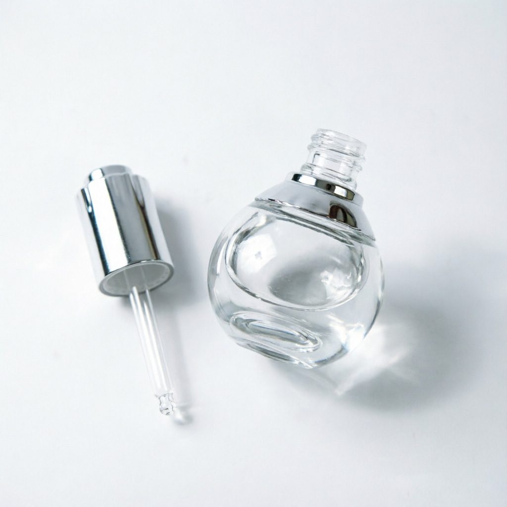 Round Glass Aromatherapy şişe with Silver Cap 30ml