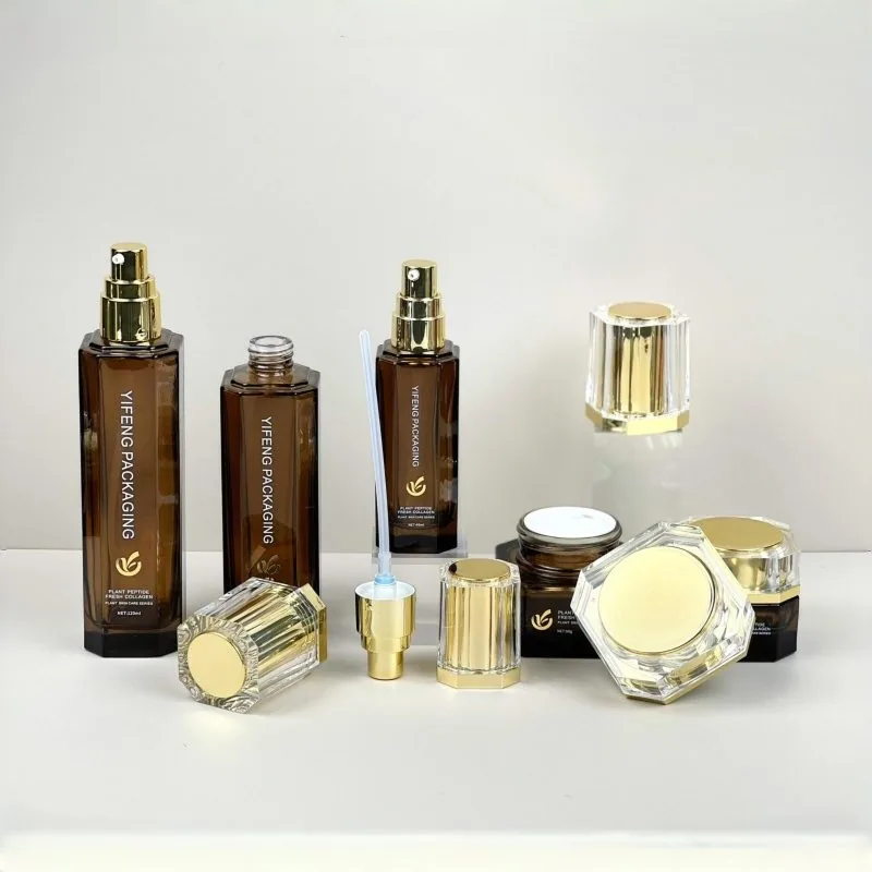 30ml 50ml Customized Cosmetic Bottles Face Cream Jars Multi-Faceted Glass Bottles