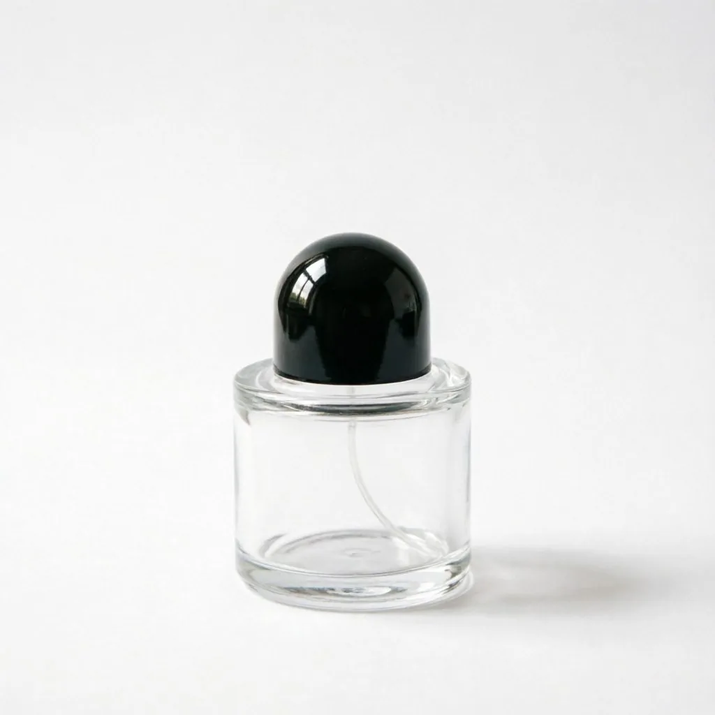 Clear Round Glass Perfume Bottle with Black & White Ball Cap 30ml 50ml