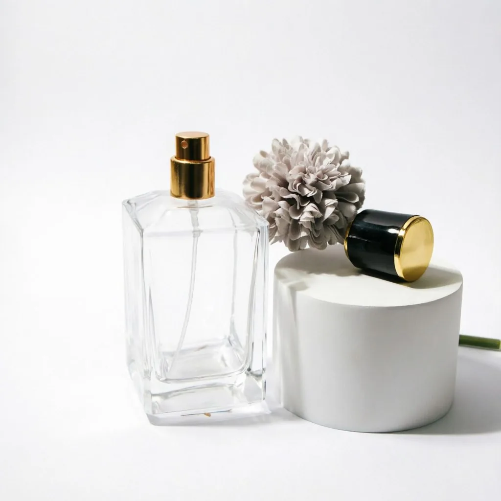 Classic Square Glass Parfümflasche mit Black Gold Cap 30ml 50ml 100ml