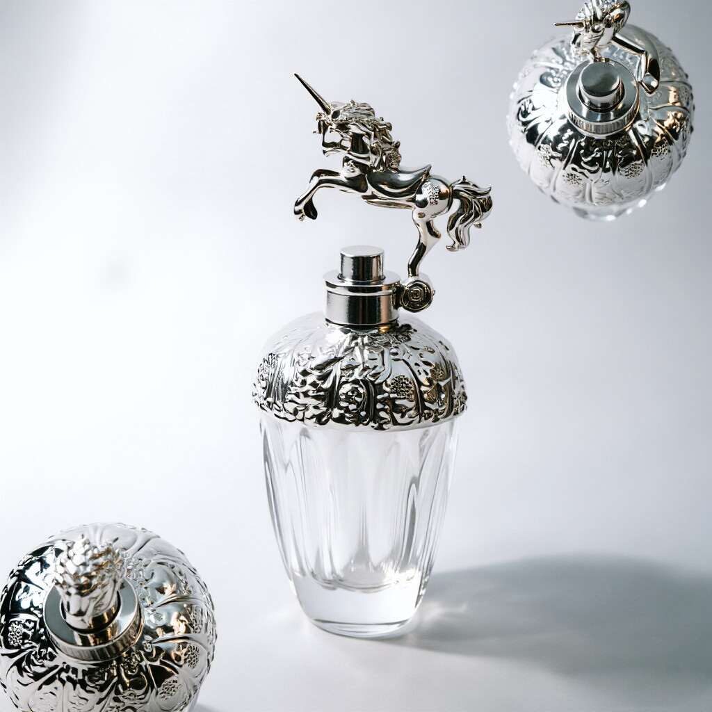 Embossed Glass Perfume Bottle with Unicorn Cap 100ml