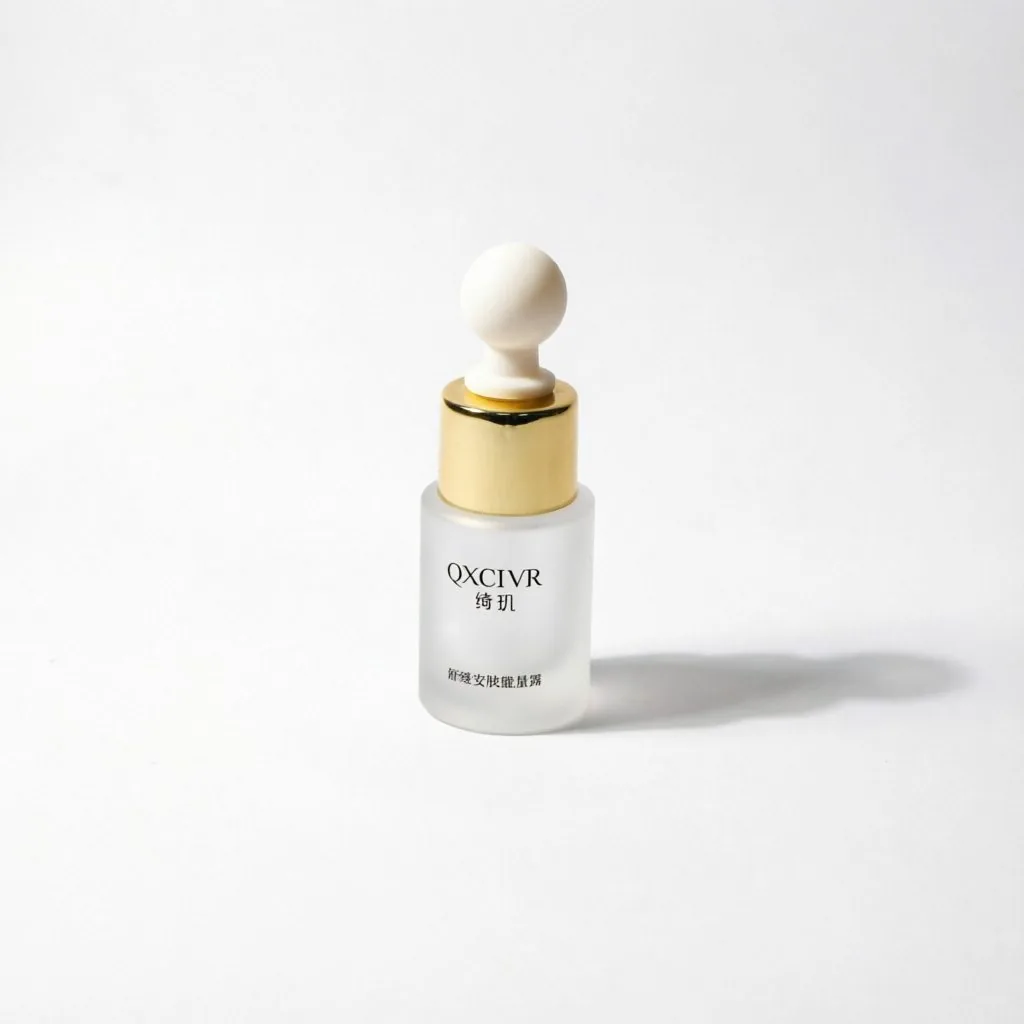 Frosted square glass dropper bottle with gold cap for serum packaging