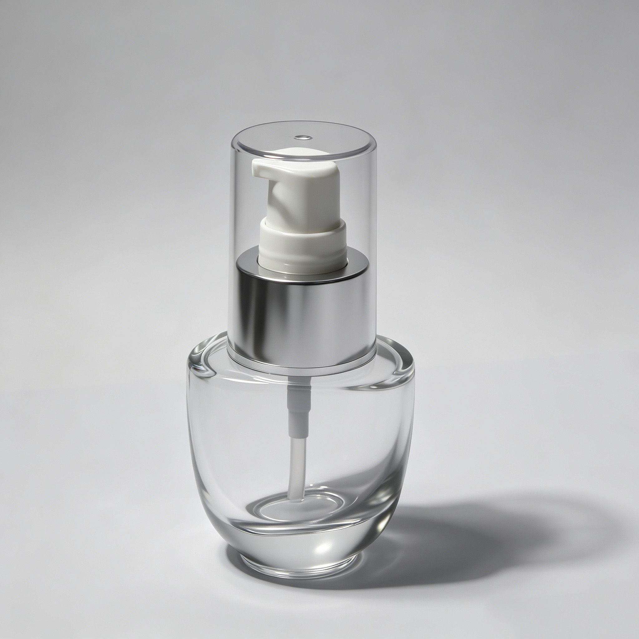 Clear Oval Glass Serum Pump Bottle 30ml