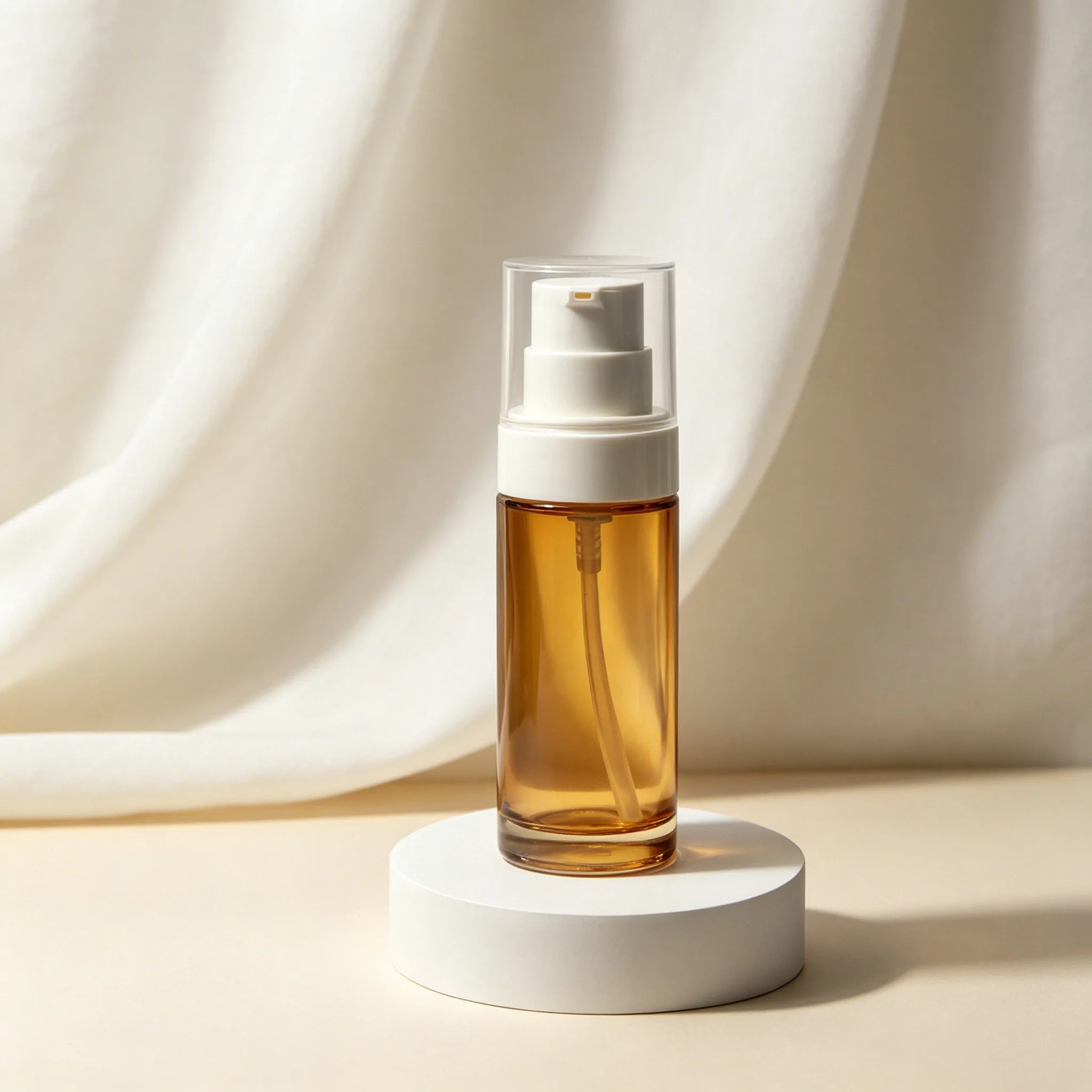 호박색 Glass Serum Pump Bottle 30ml