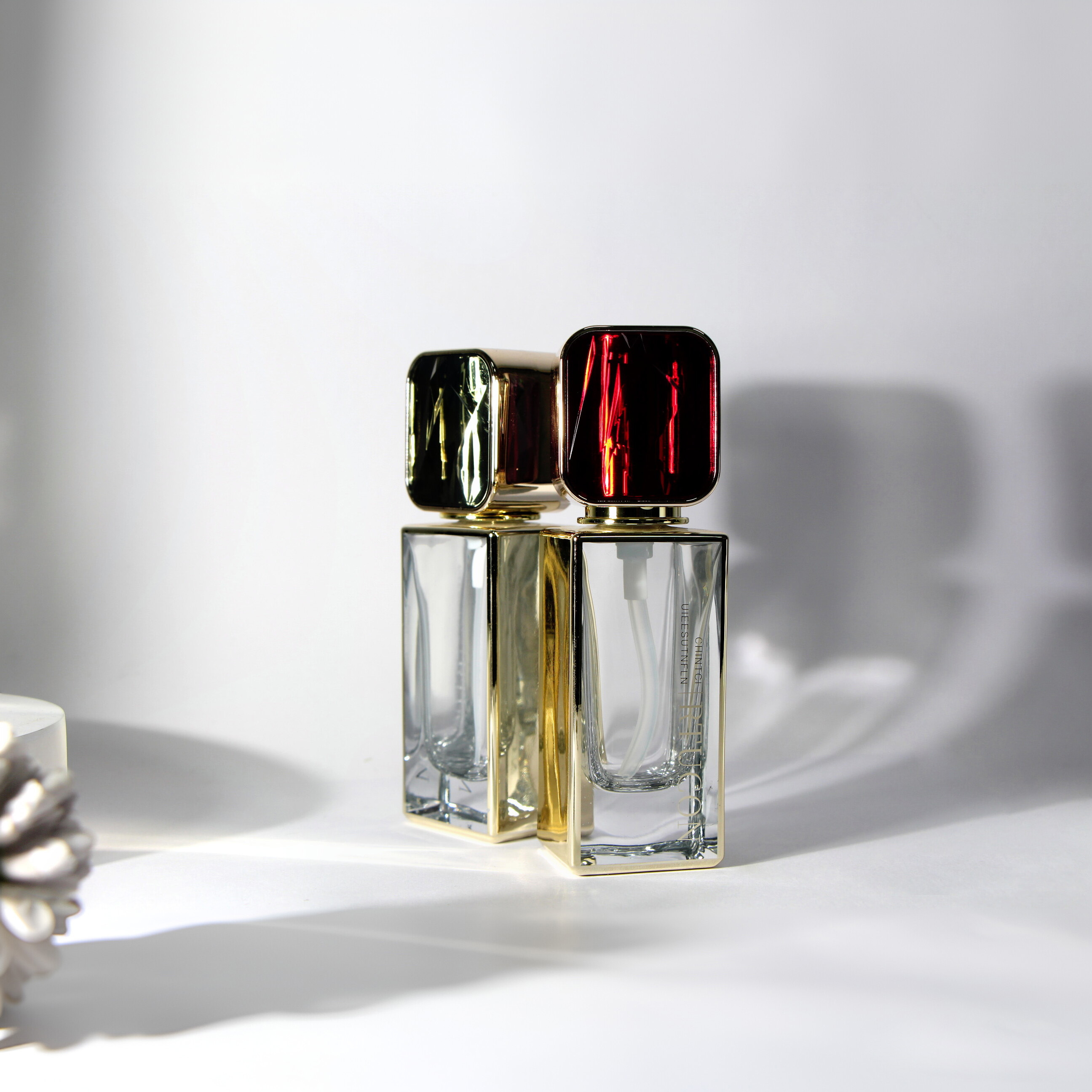 Luxury Rectangular Foundation Bottle with Gemstone Cap