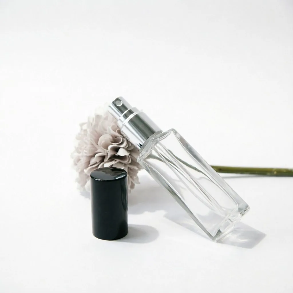 Mini Square Glass Perfume Bottle Collection with Black & Silver Caps