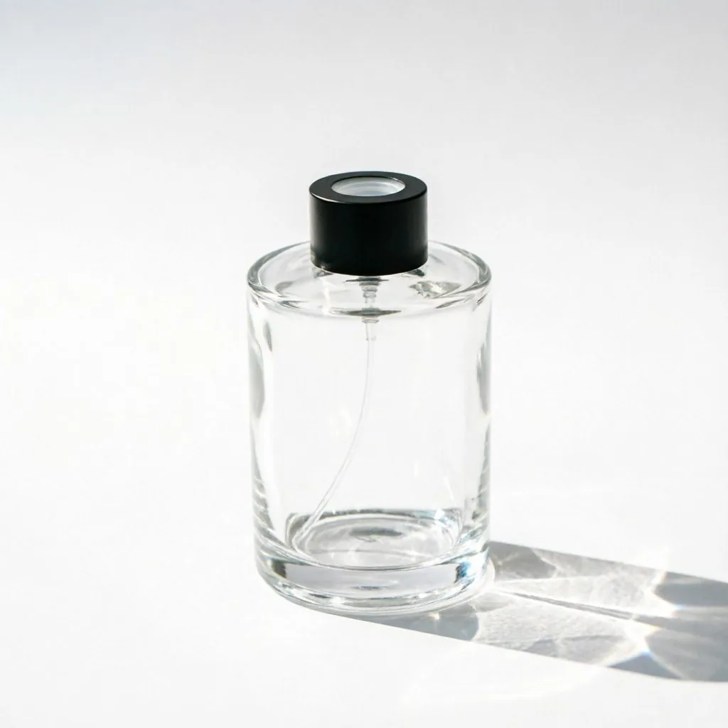Round Clear Glass Reed Diffuser Bottle with Black Lid 175ml