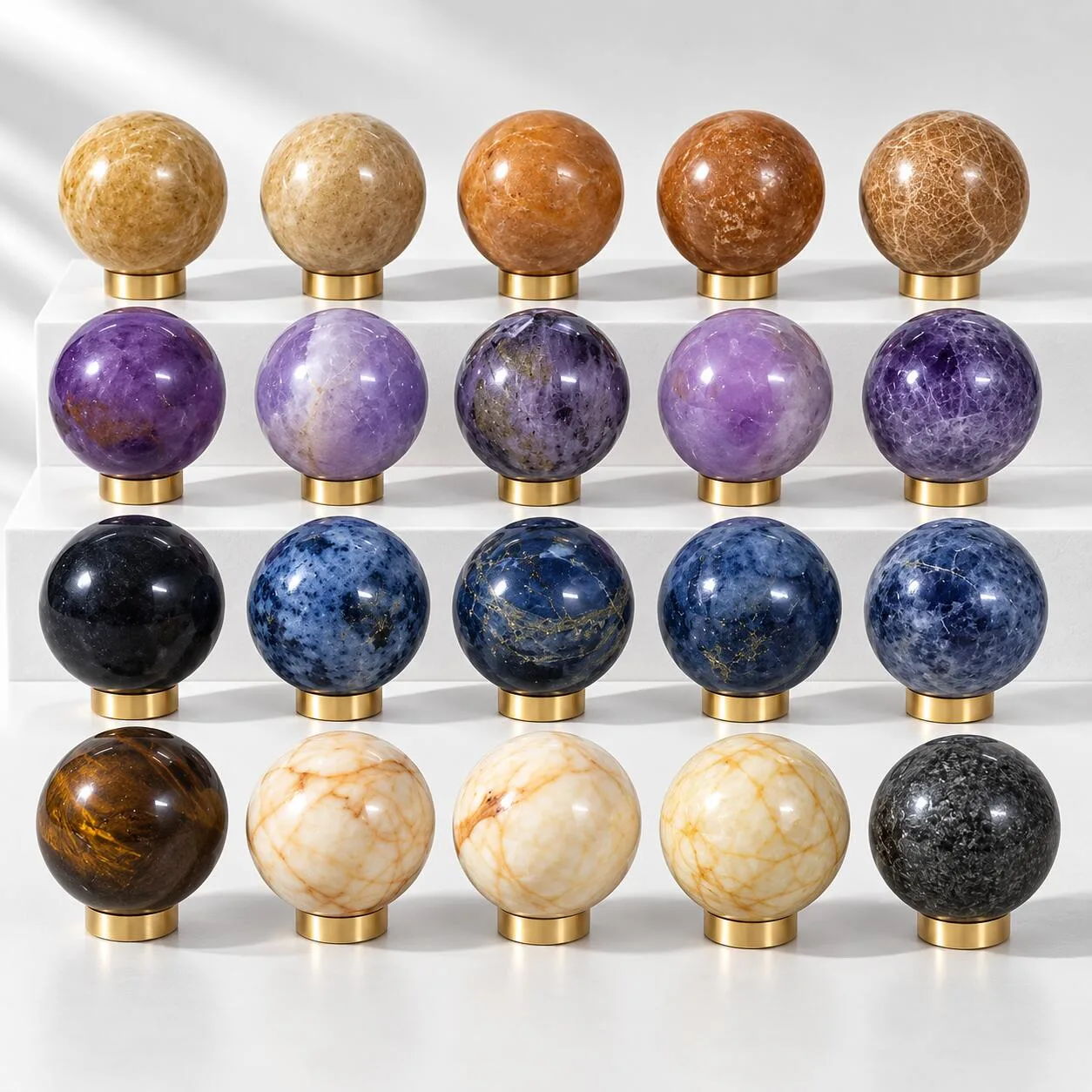 Stone-Style Spherical Cosmetic Bottle Cap with Gold-Tone Collar