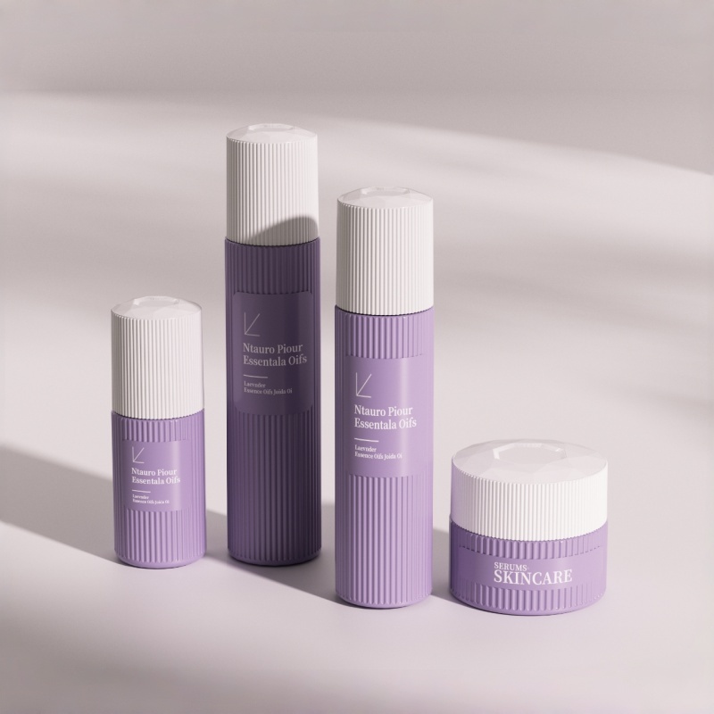 NS001 Luxury Stripe Line Glass Cosmetic Bottle Custom Thick Bottom Unique Glass Bottle