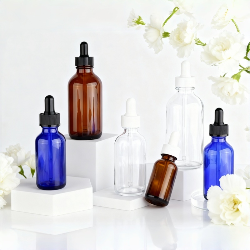 NS-B006 Newest 1oz 2oz 4oz  Cosmetic Glass Bottle Essential Oil Boston Round Bottle