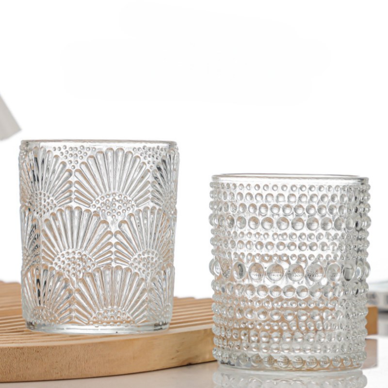 NS-L006 Embossed glass candle diffuser cup