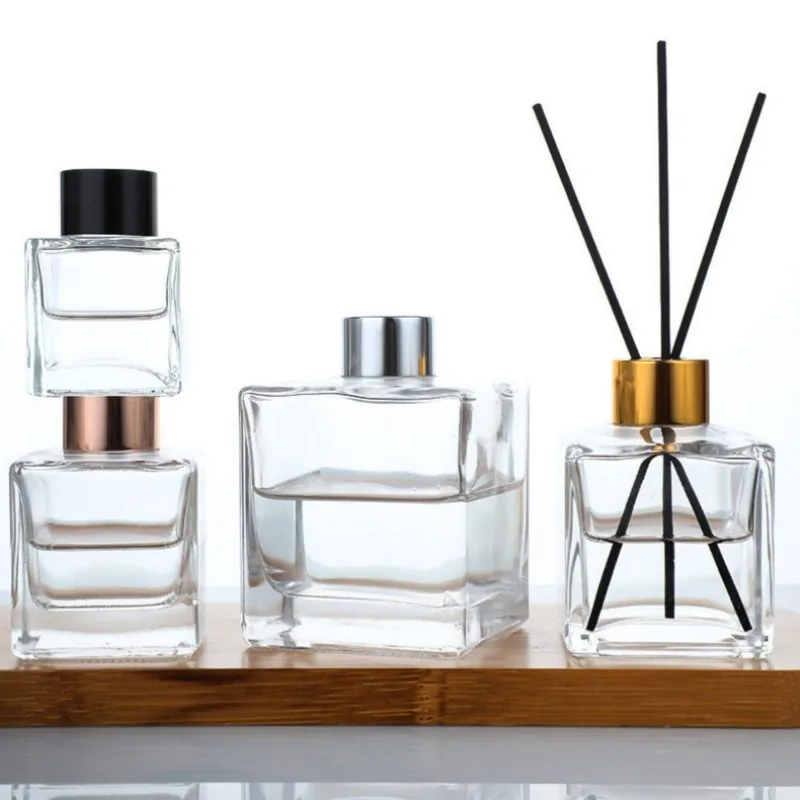 50 ml, 100 ml, 150 ml, 200 ml, 250 ml, luxuriöse Duftdiffusorflasche, transparent, quadratisch