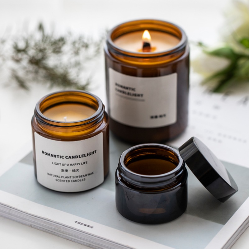 NS-L010 Brown 10oz Premium Glass Candle Jar