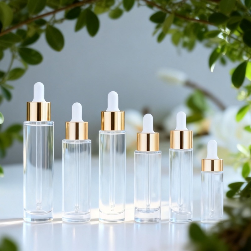 NS-D024 15ml 20ml 30ml 40ml 50ml Flat-Shoulder Tall Cylindrical Glass Essential Oil Container