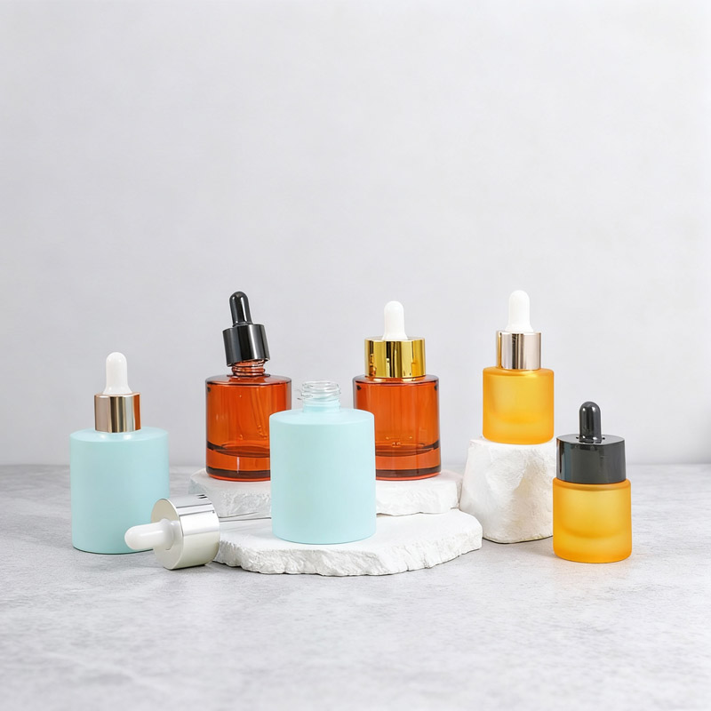 NS-D004 15ml 30ml 50ml Glass Flat Shoulder Dropper Bottle Thick Bottom Serum Bottle