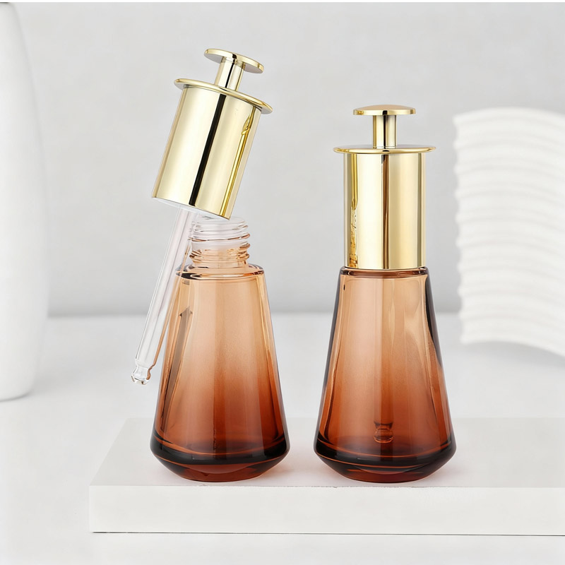 NS-D005 30ml 50ml Glass conical squeeze pump dropper for dispensing essential oil bottles