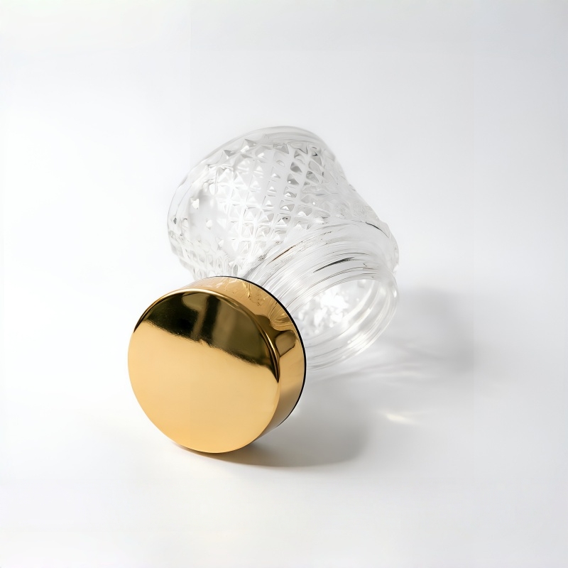 Luxury Frosted Glass Cream Jar with Gold Lid