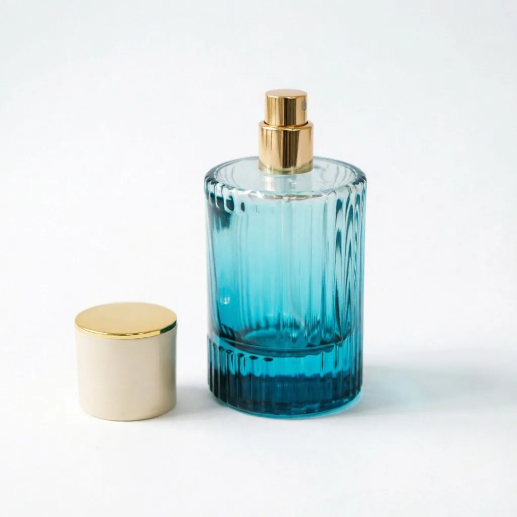 Clear Perfume Bottle with Gold Collar