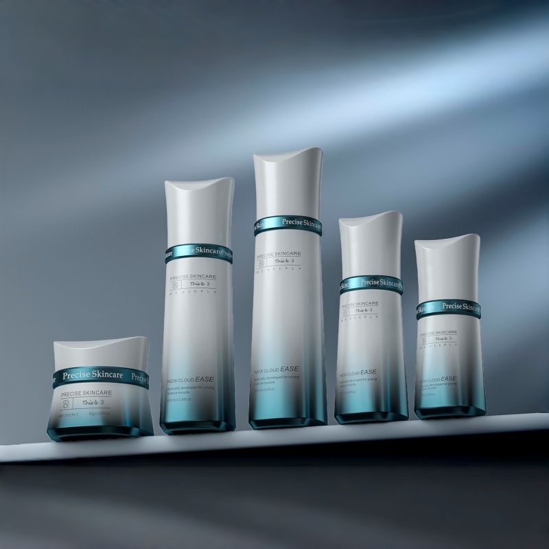 Frosted Green Square Glass Skincare Bottle Set