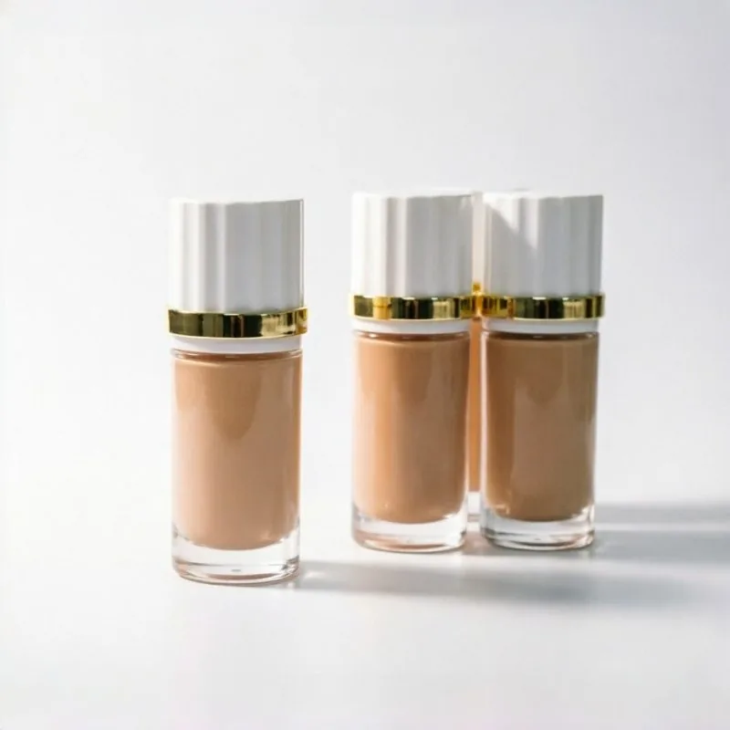 30ml Clear Cylindrical Glass Foundation Bottle with White Ribbed Cap