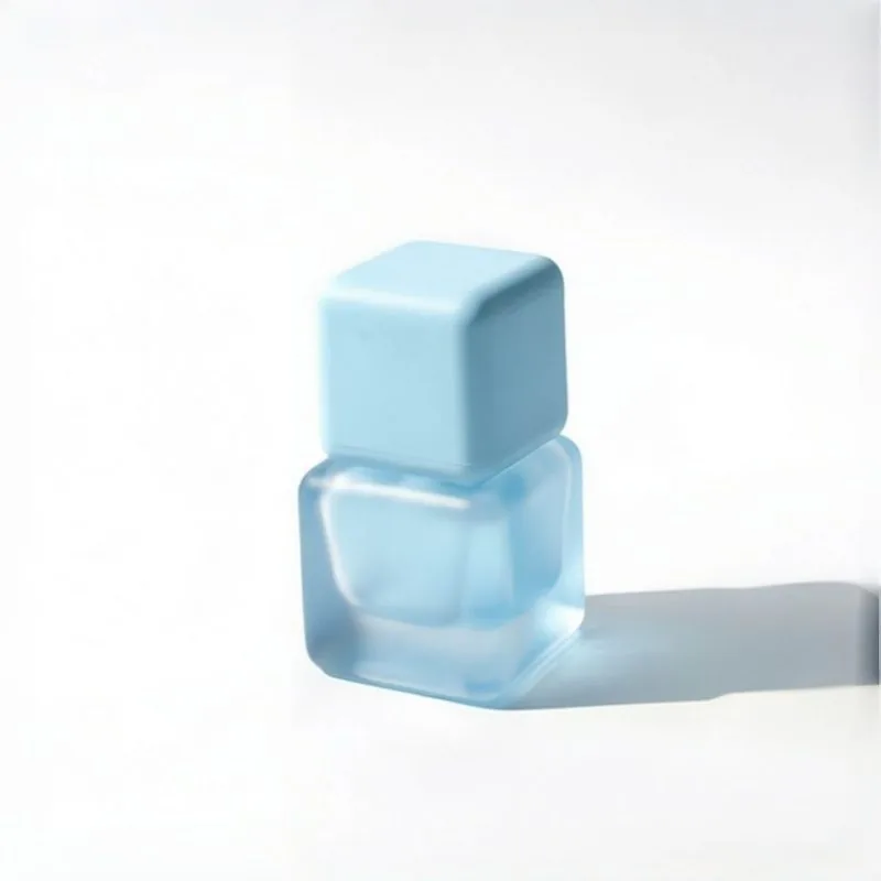 30ml Frosted Pink Square Glass Foundation Bottle with Matte Pink Cap