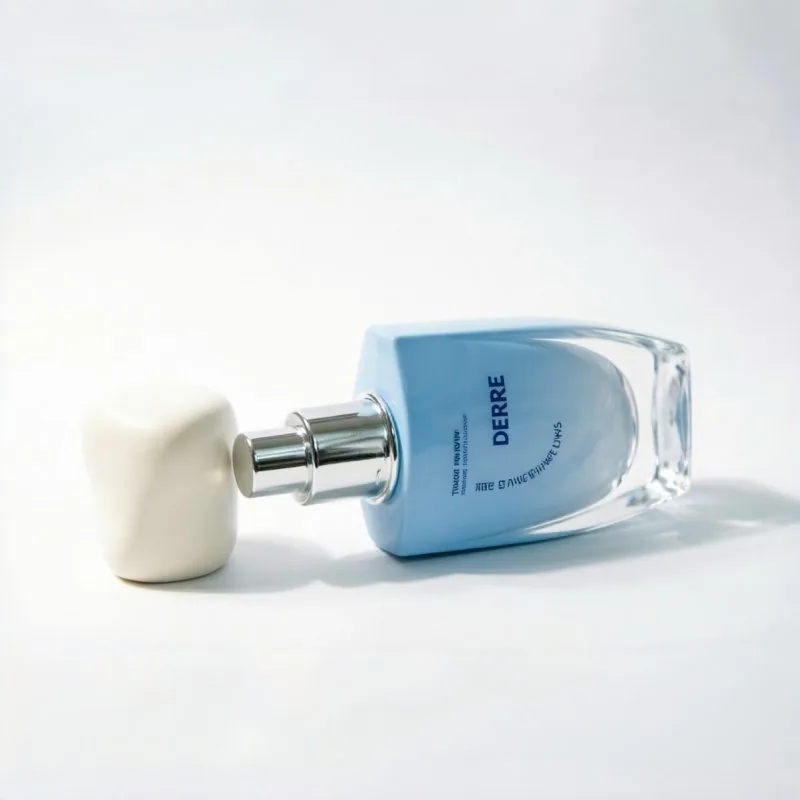 50ml Blue Gradient Square Glass Foundation Bottle with Cream Twist Cap