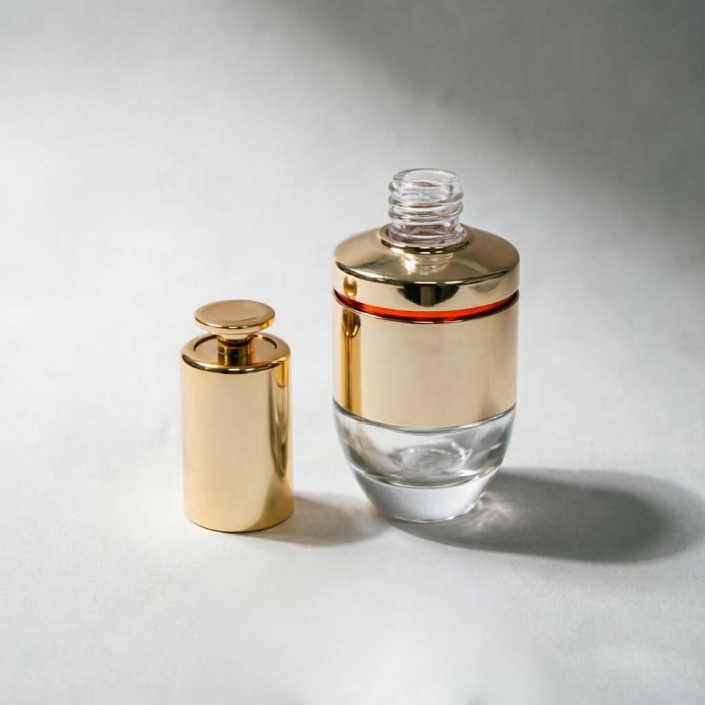 Clear Glass Serum Bottle with Gold Pump