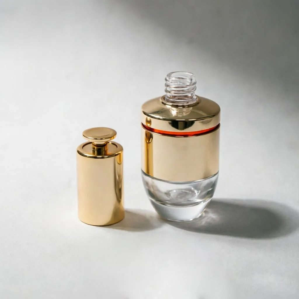 Clear Glass Serum Bottle with Gold Pump