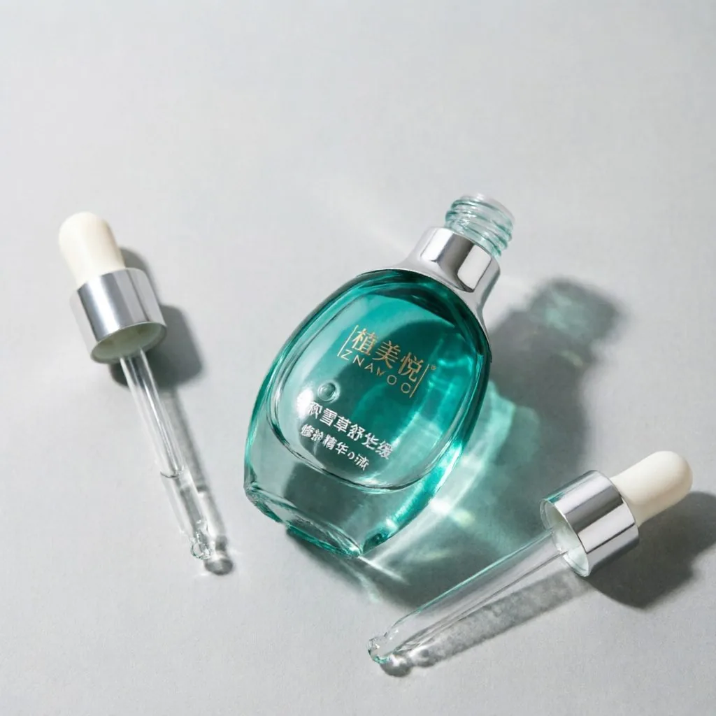 Aqua Blue Glass Serum Dropper Bottle
