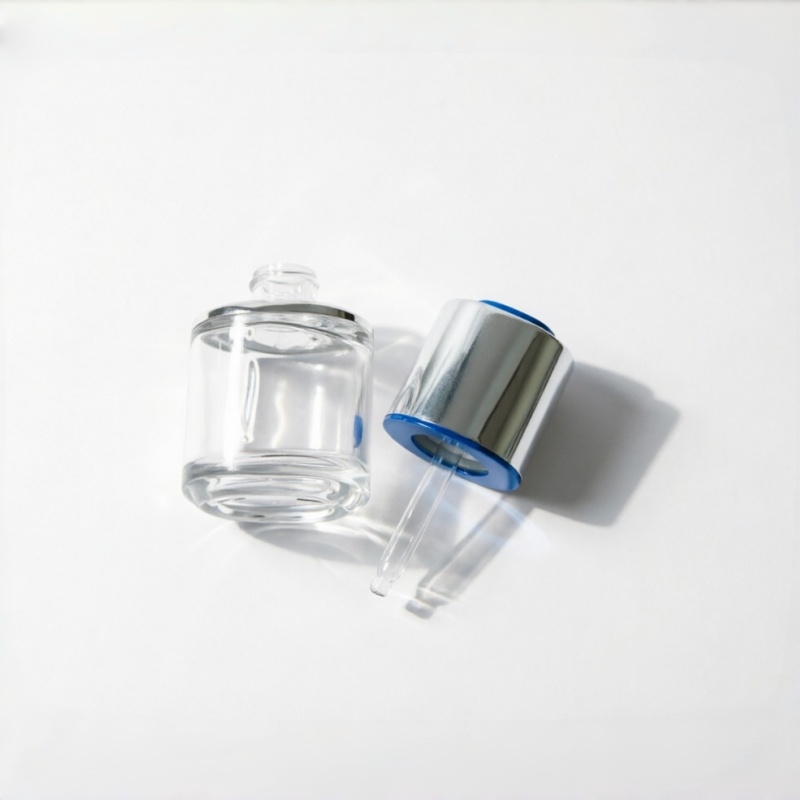 30ml klar Glas-Tropfflasche mit Blue Silver Cap