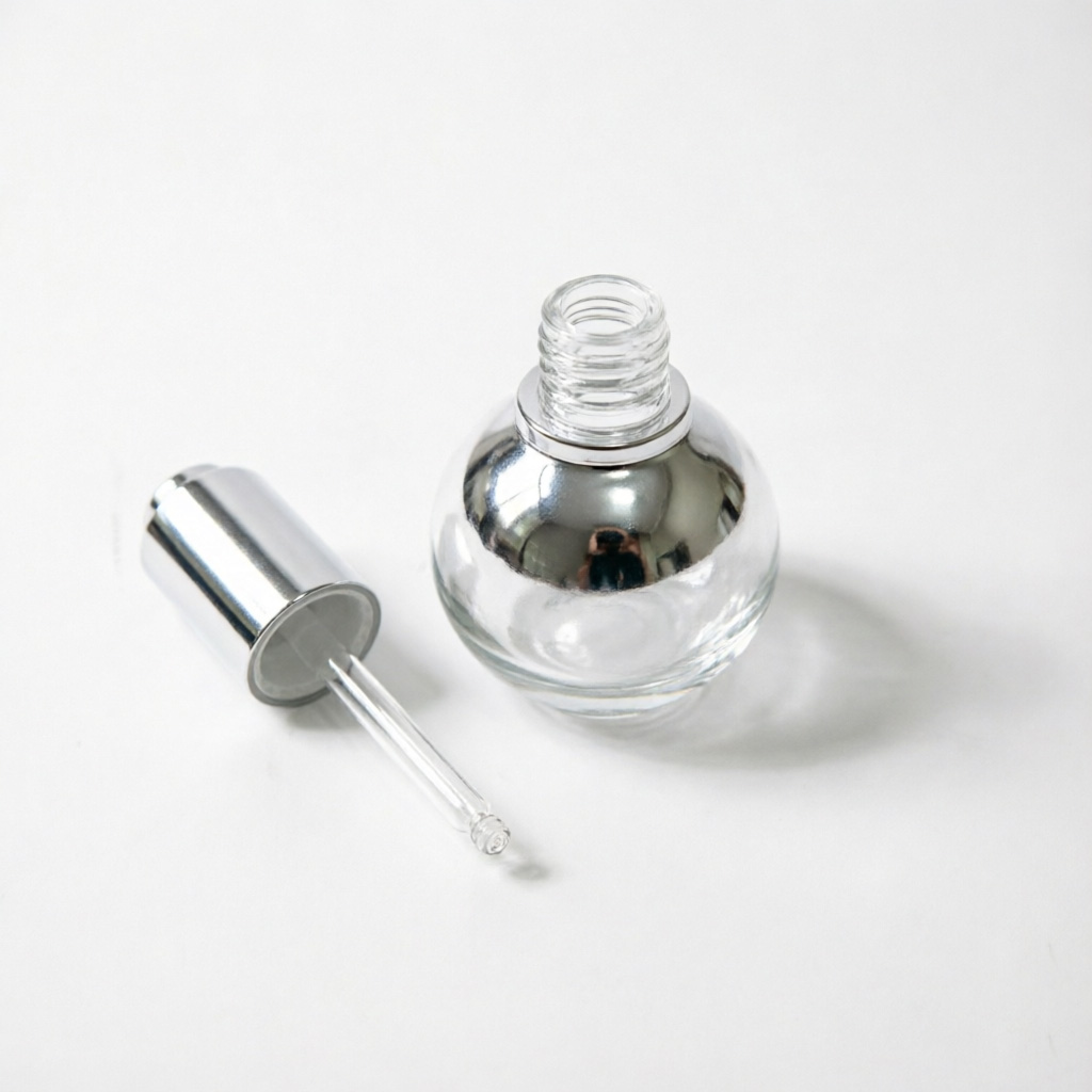 Round Glass Aromatherapy şişe with Silver Cap 30ml
