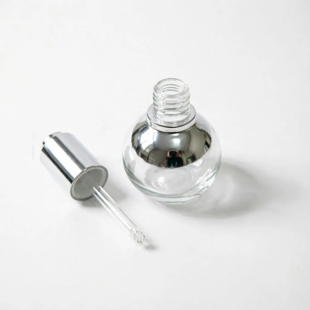 Round Glass Aromatherapy Bottle 포함 Silver Cap 30ml