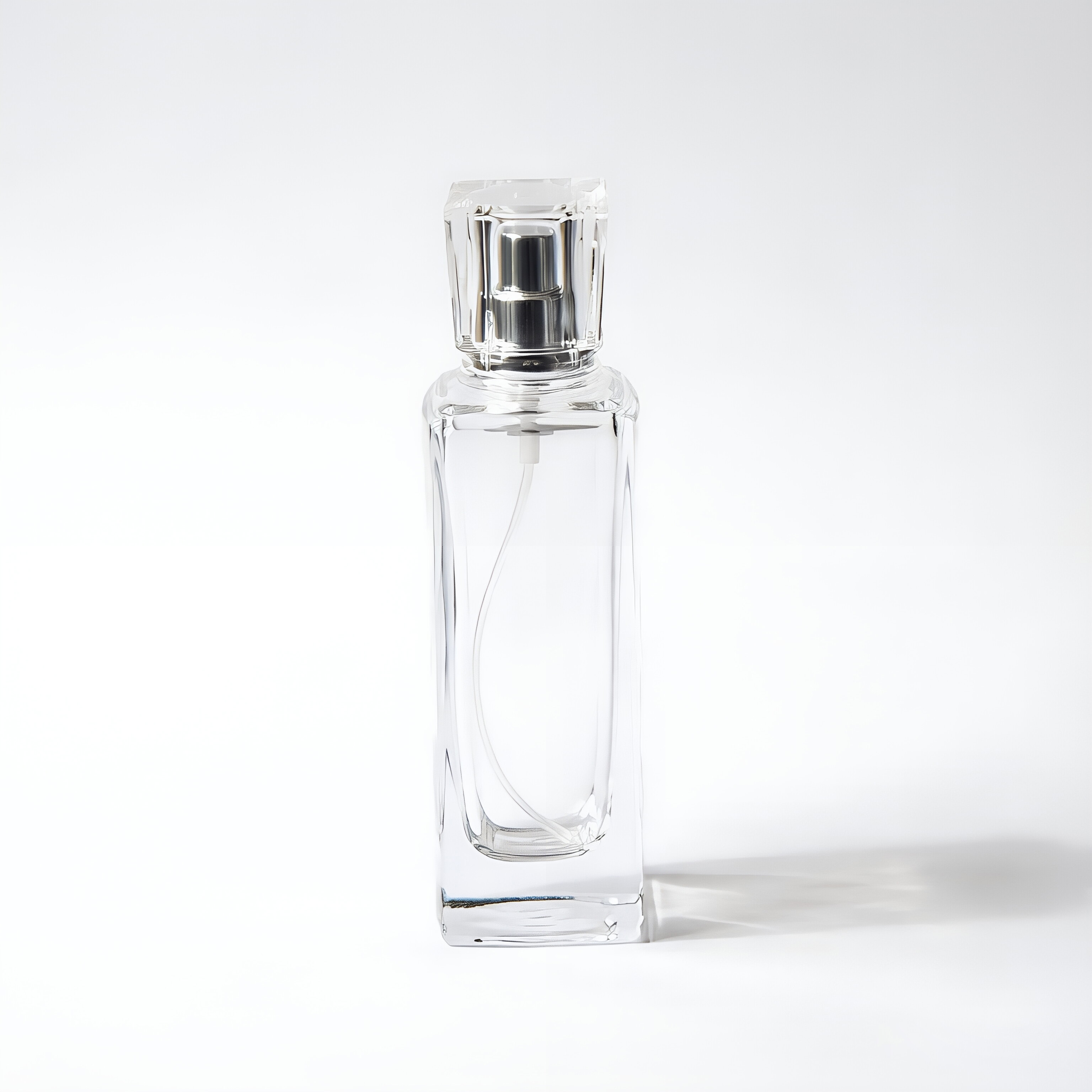 Tall Rectangular klar Glass Parfümflasche mit Silver Square Cap 50ml