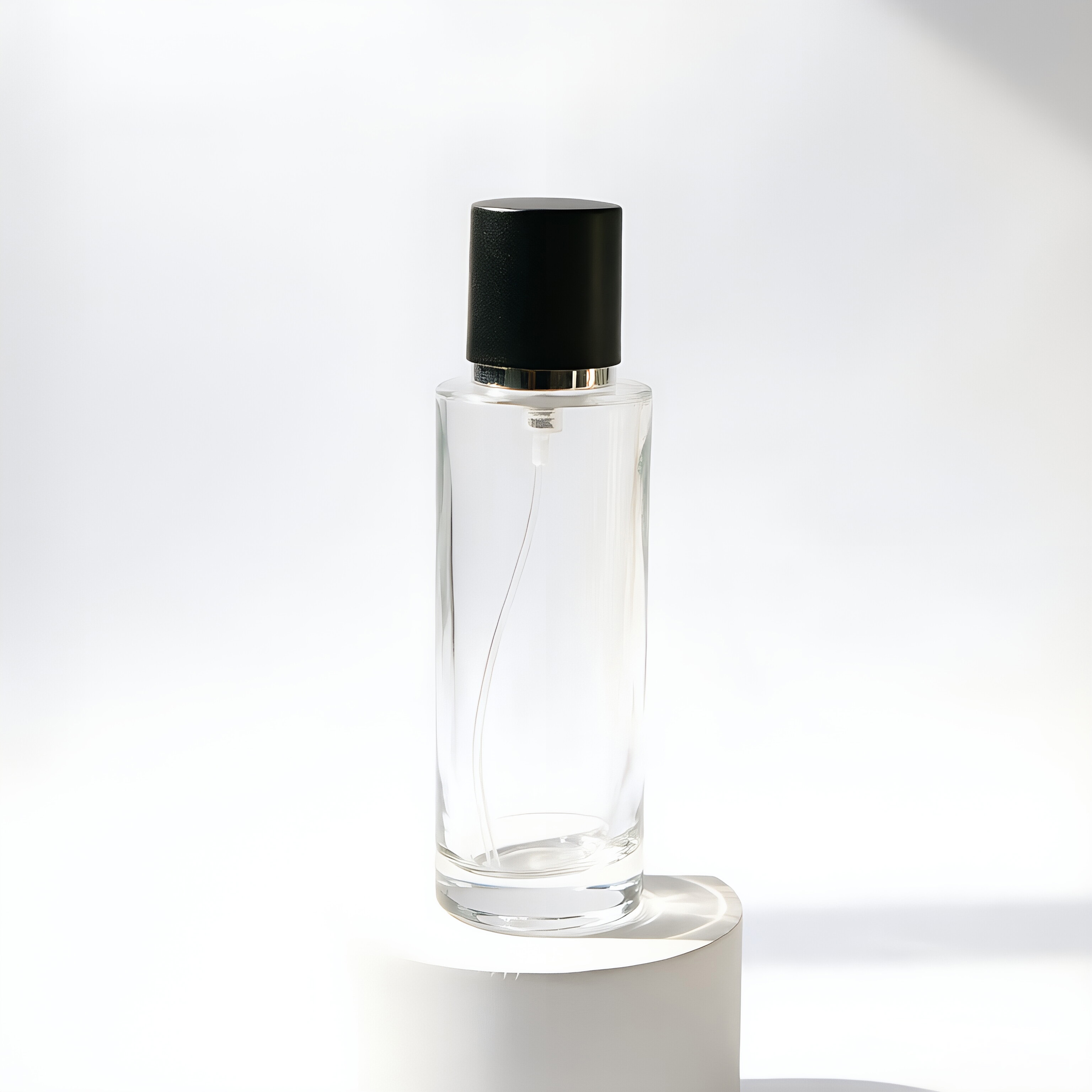 Tall Rectangular Glass parfüm şişesi with Black Spray Cap 50ml