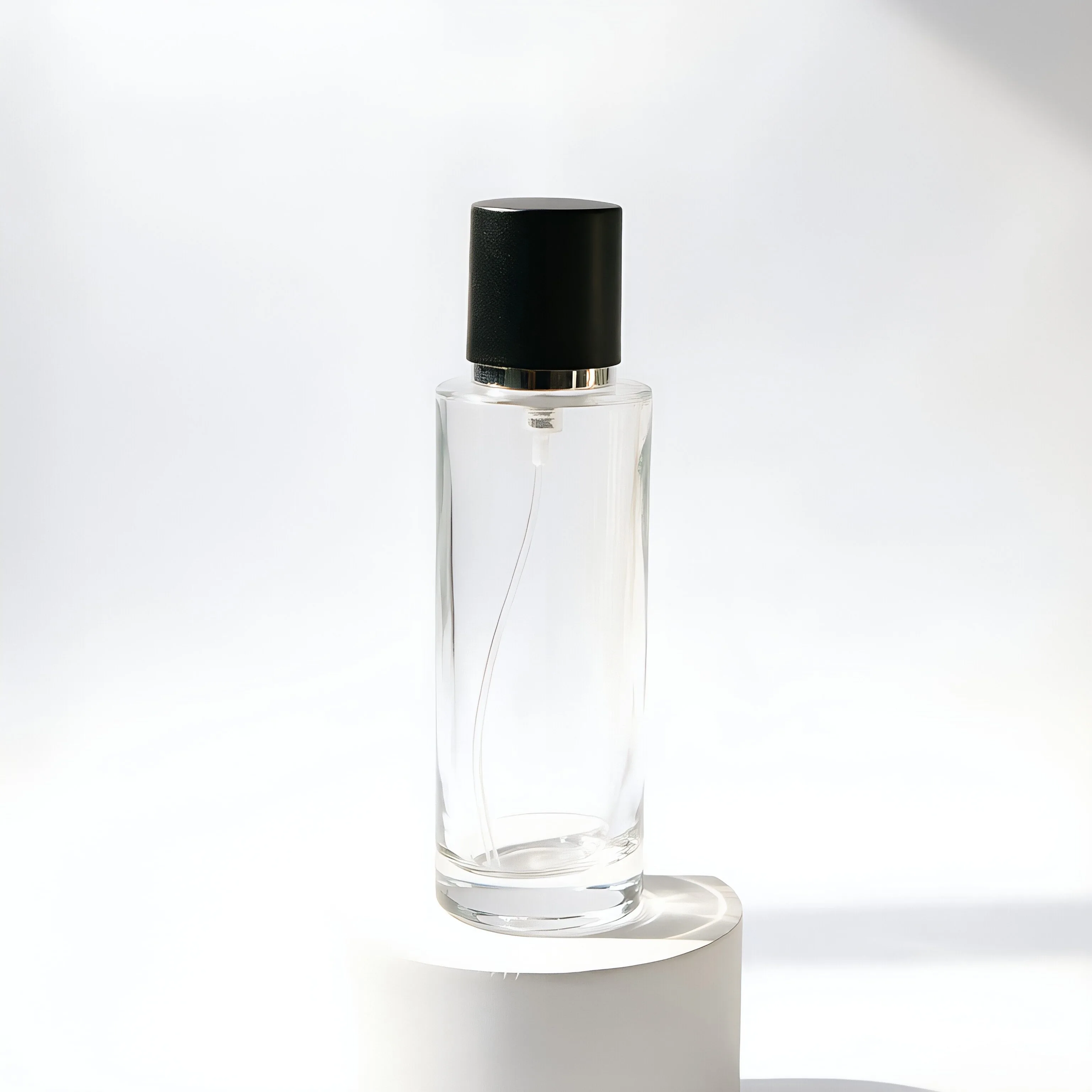 Tall Rectangular Glass Perfume Bottle with Black Spray Cap 50ml