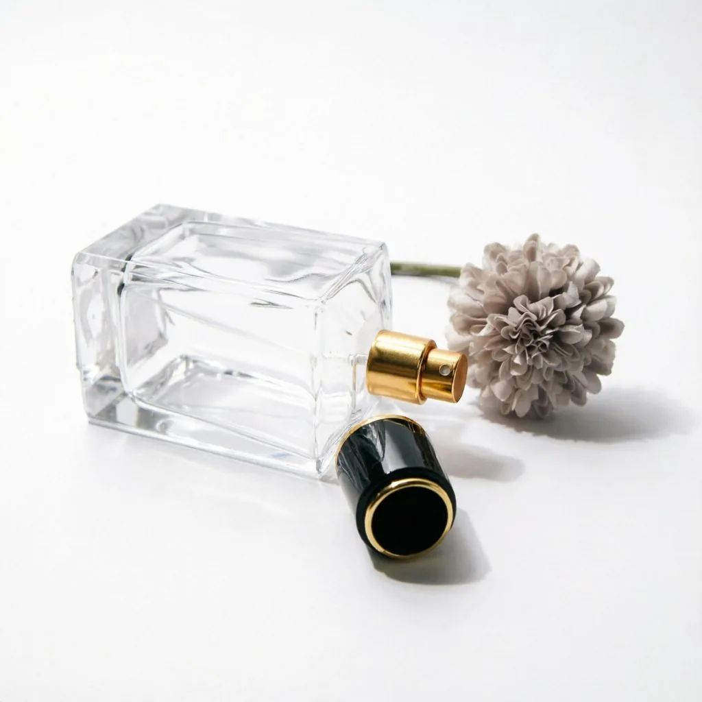 Classic Square Glass Parfümflasche mit Black Gold Cap 30ml 50ml 100ml