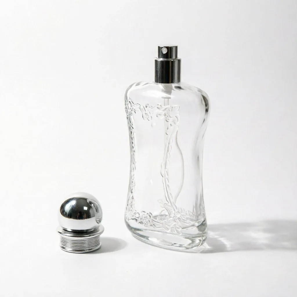 Curved Embossed Glass 향수 병 포함 Silver Ball Cap 50ml
