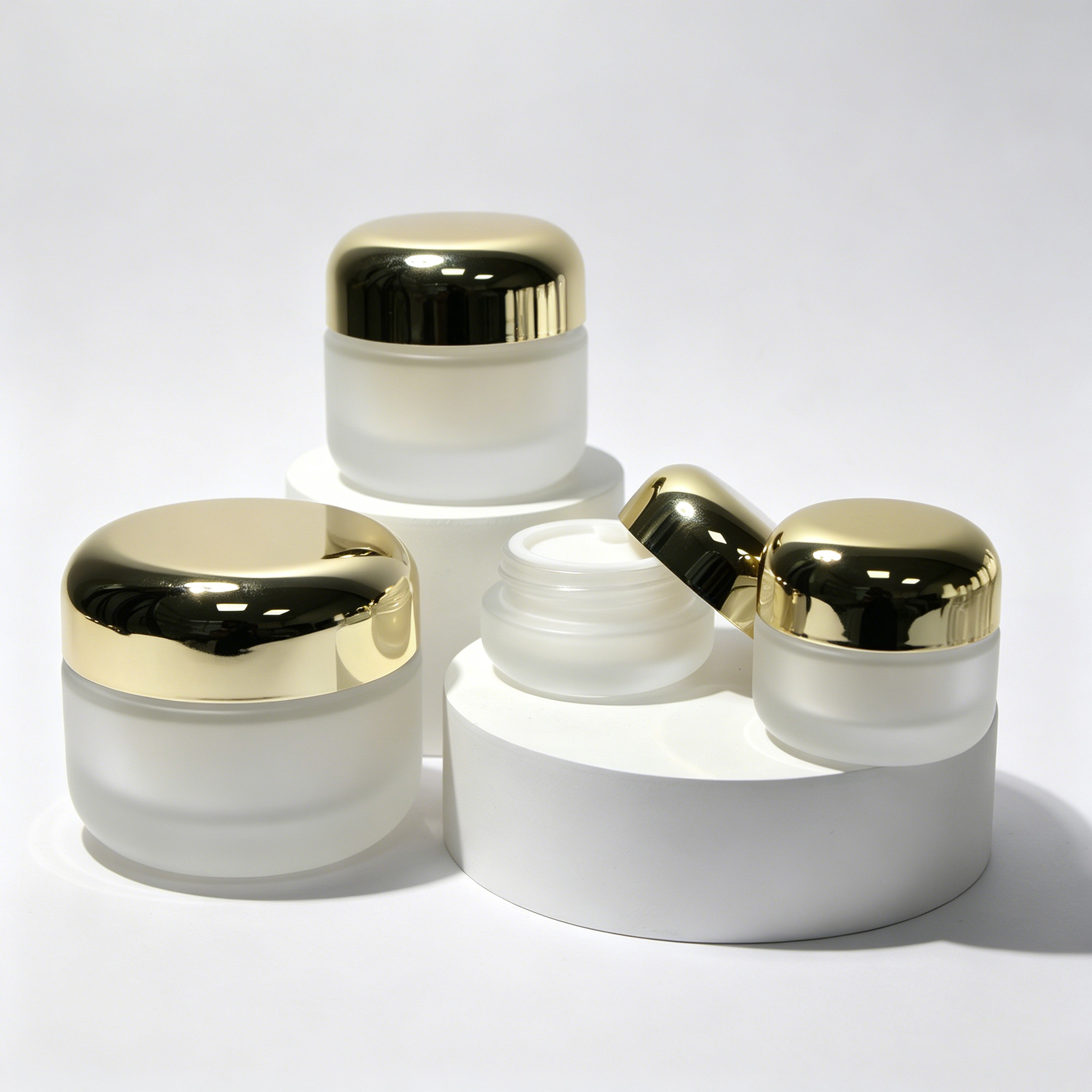hochwertig Champagne Gradient mattiert Glass Cremetiegel 15g