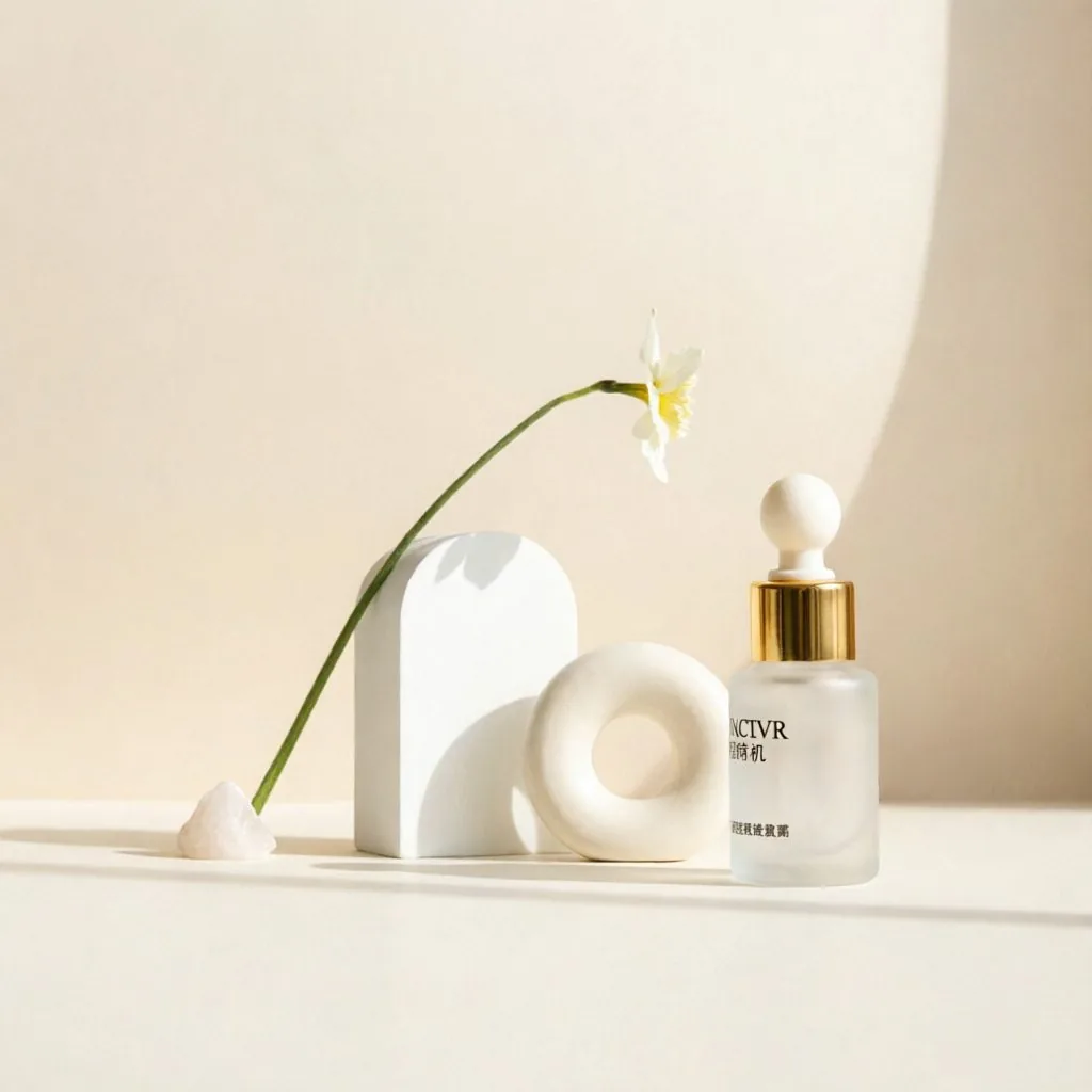 Frosted square glass dropper bottle with gold cap for serum packaging