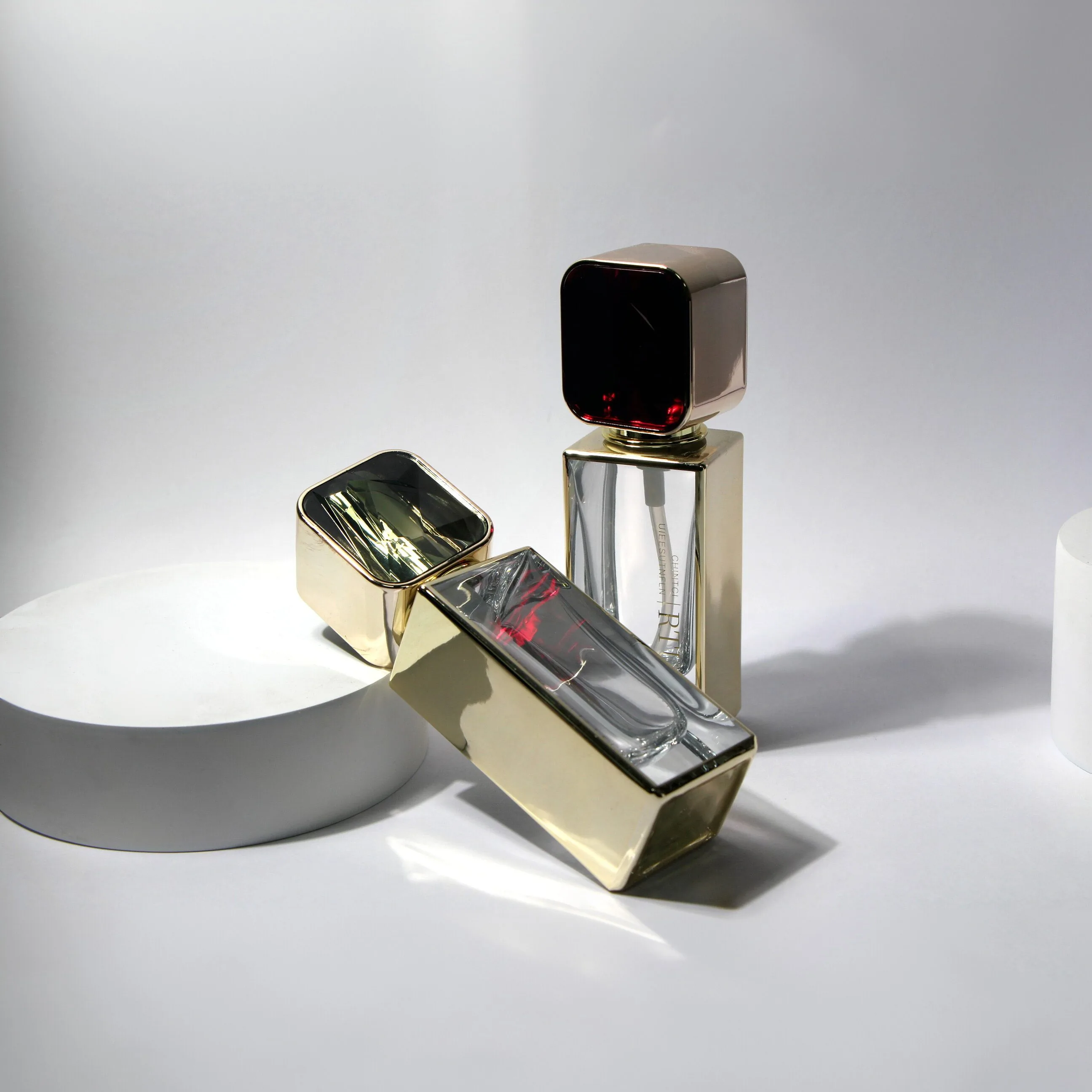 Luxury Rectangular Foundation Bottle with Gemstone Cap