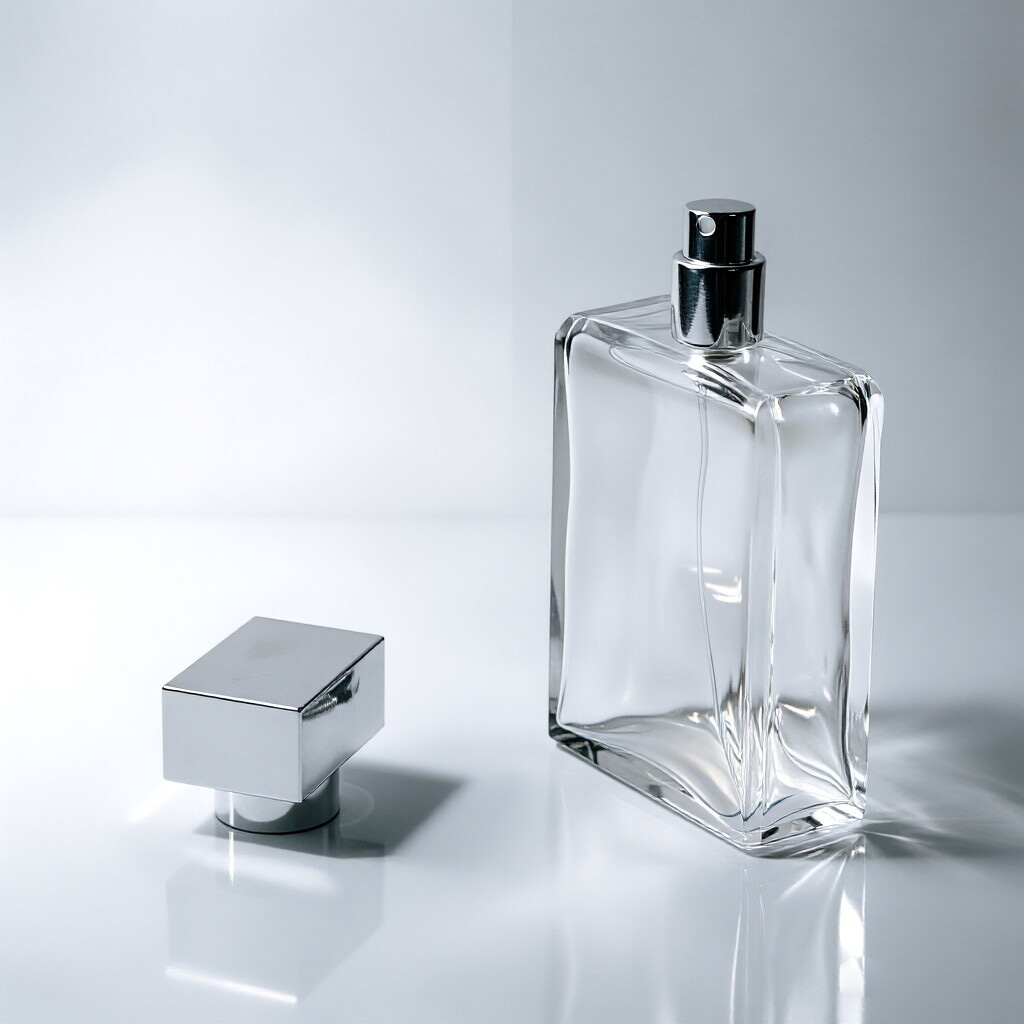 lear Square Glass Perfume Bottle with Silver Cap 100ml