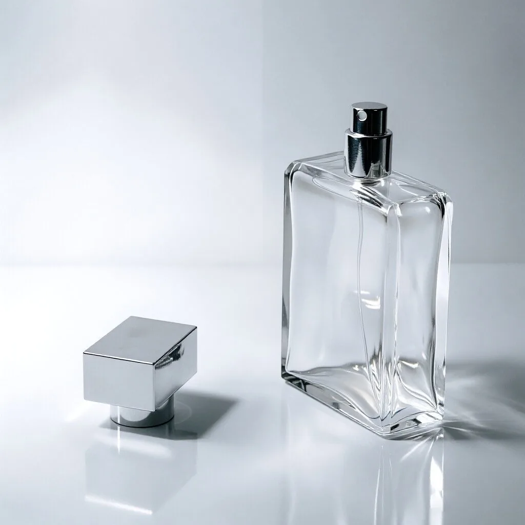 lear Square Glass Perfume Bottle with Silver Cap 100ml