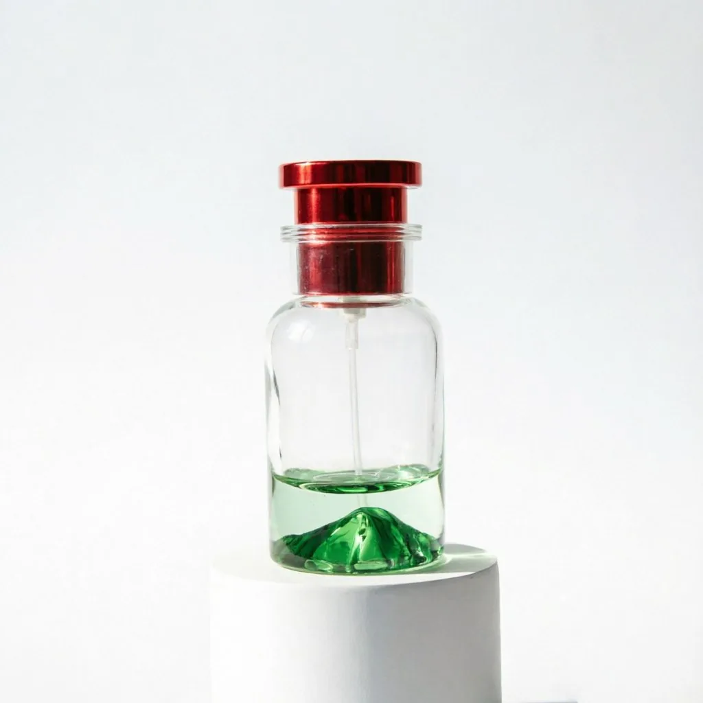 Creative Mountain Landscape Glass Perfume Bottle with Red Cap 50ml
