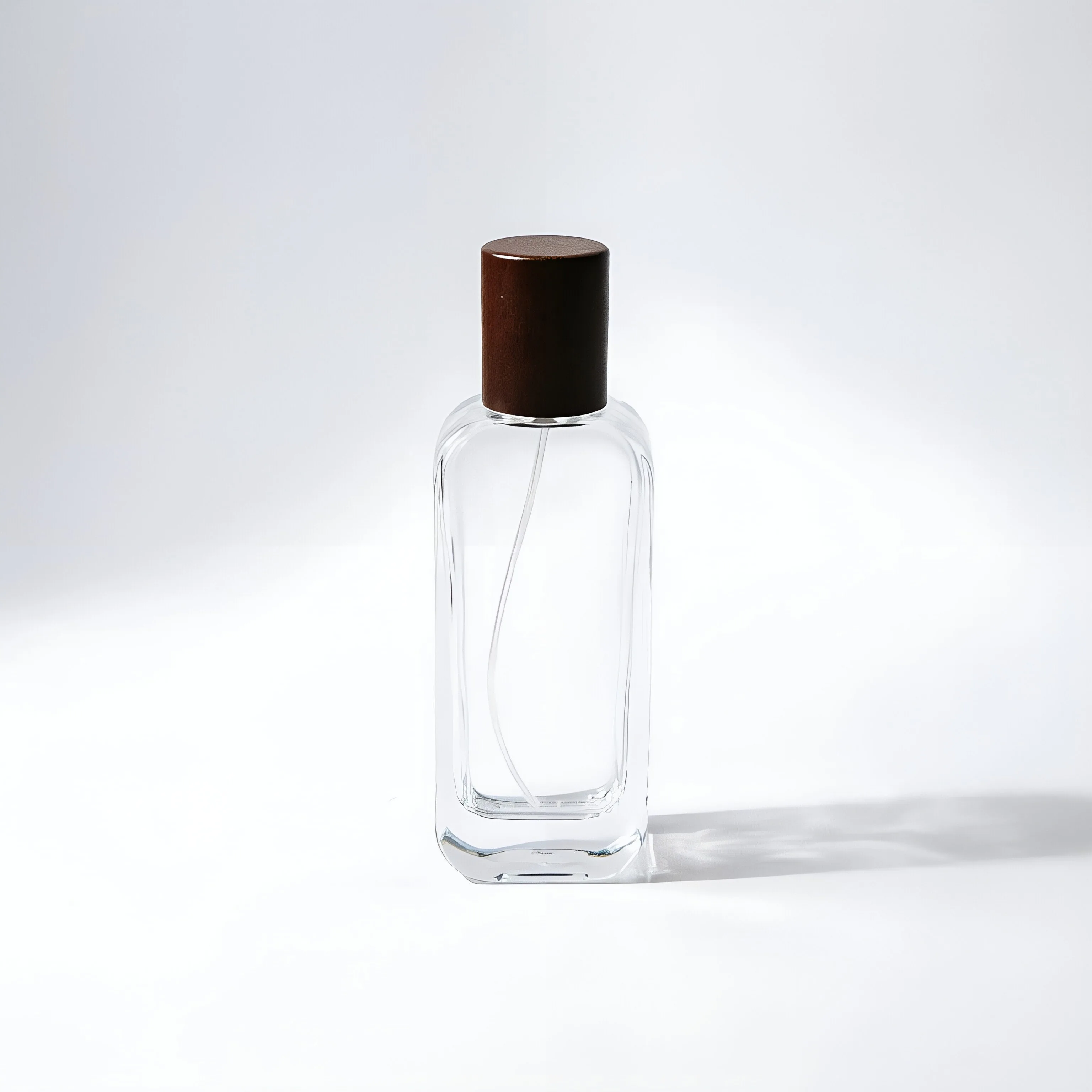 Tall Rectangular 투명 Glass 향수 병 포함 Wooden Cap 50ml