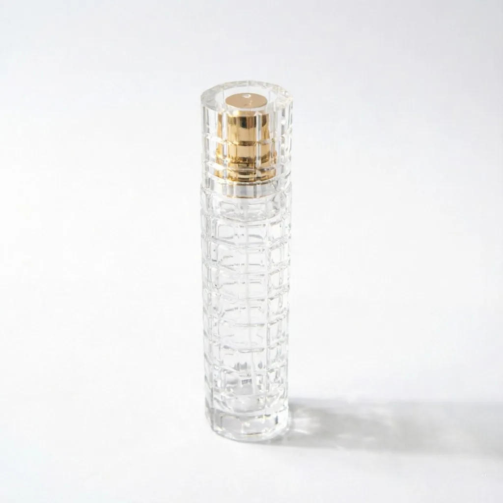 Vertical Ribbed Glass Perfume Bottle with Gold Cap 50ml